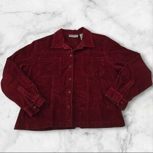 Dressbarn Burgundy Corduroy Jacket Womens Large Red Button Front